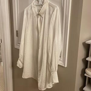 Plus Size Pennington New this Season White Tunic Blouse with Jeweled Buttons.